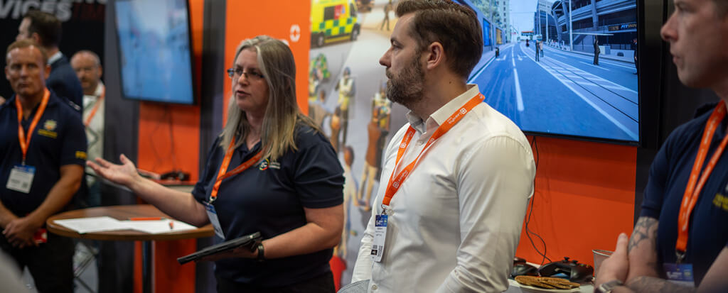 Katherine with Craig at the ESS booth